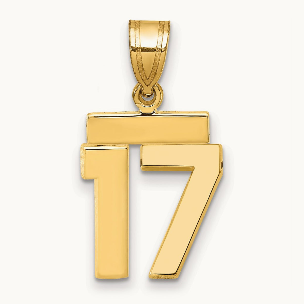 Small Polished Number 17 Charm, 14K