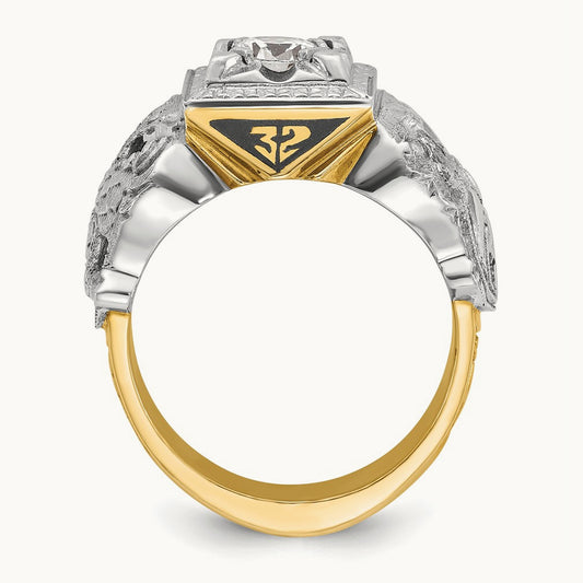 14ktt IBGoodman Men's Enamel & Diamond Eagle Masonic Shriner's Ring