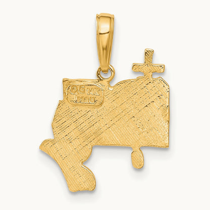 Bible, Praying Hands, and Cross Pendant, 14K