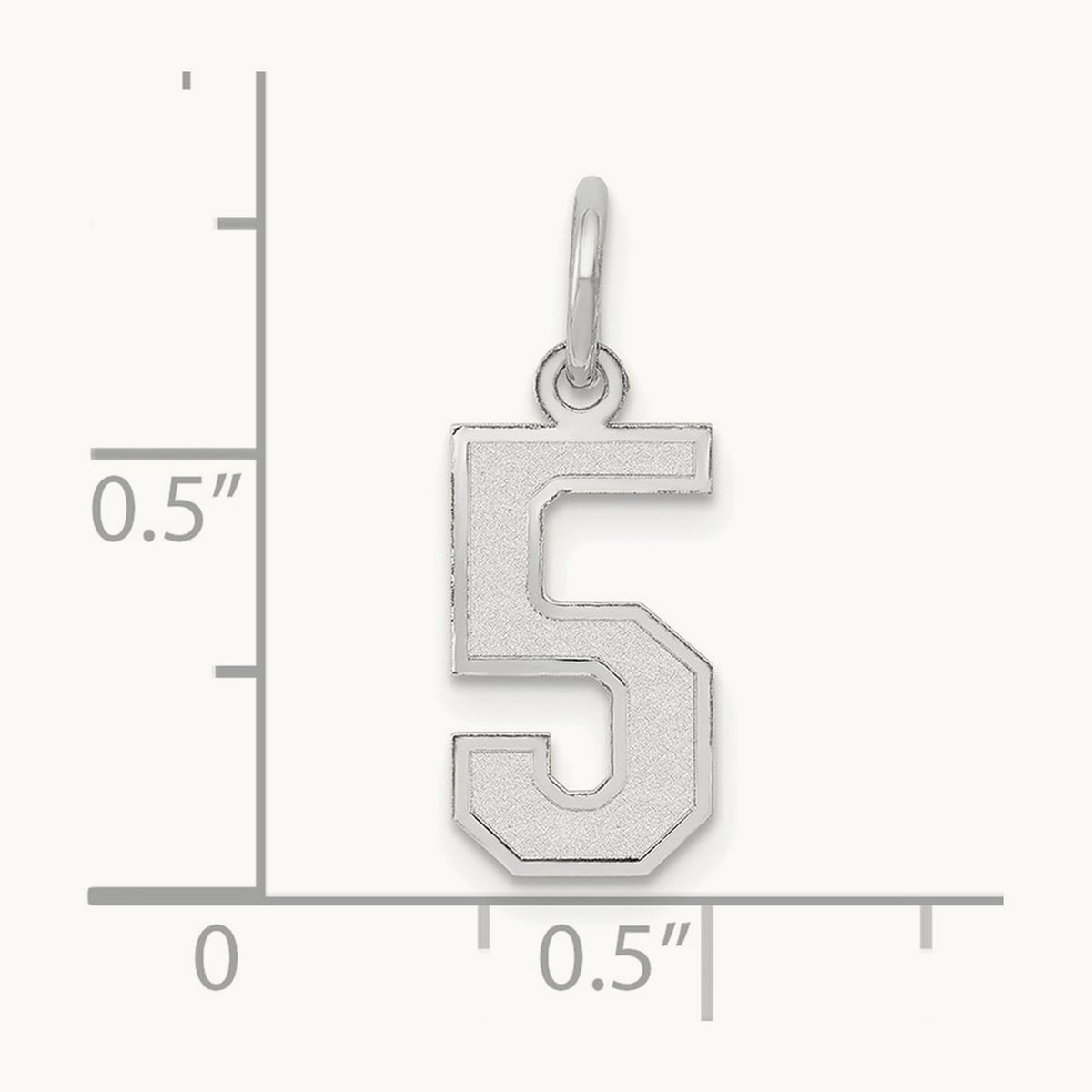 Small Satin Number 5 Charm — 14K White Gold