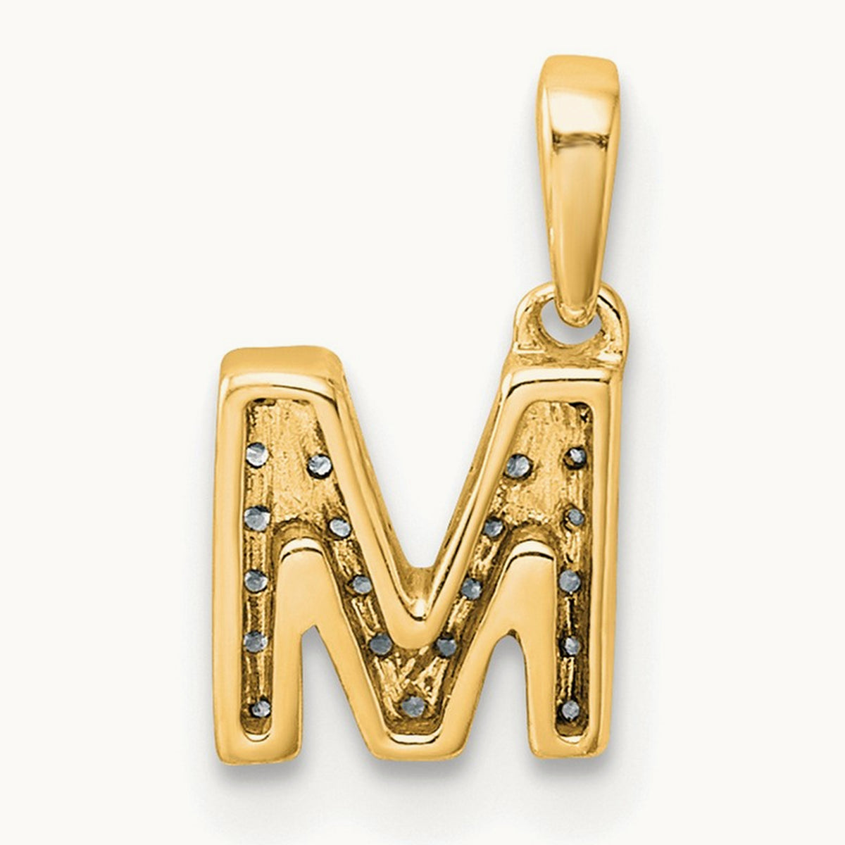 Diamond Initial with Bail Pendant — 14K Yellow Gold, M