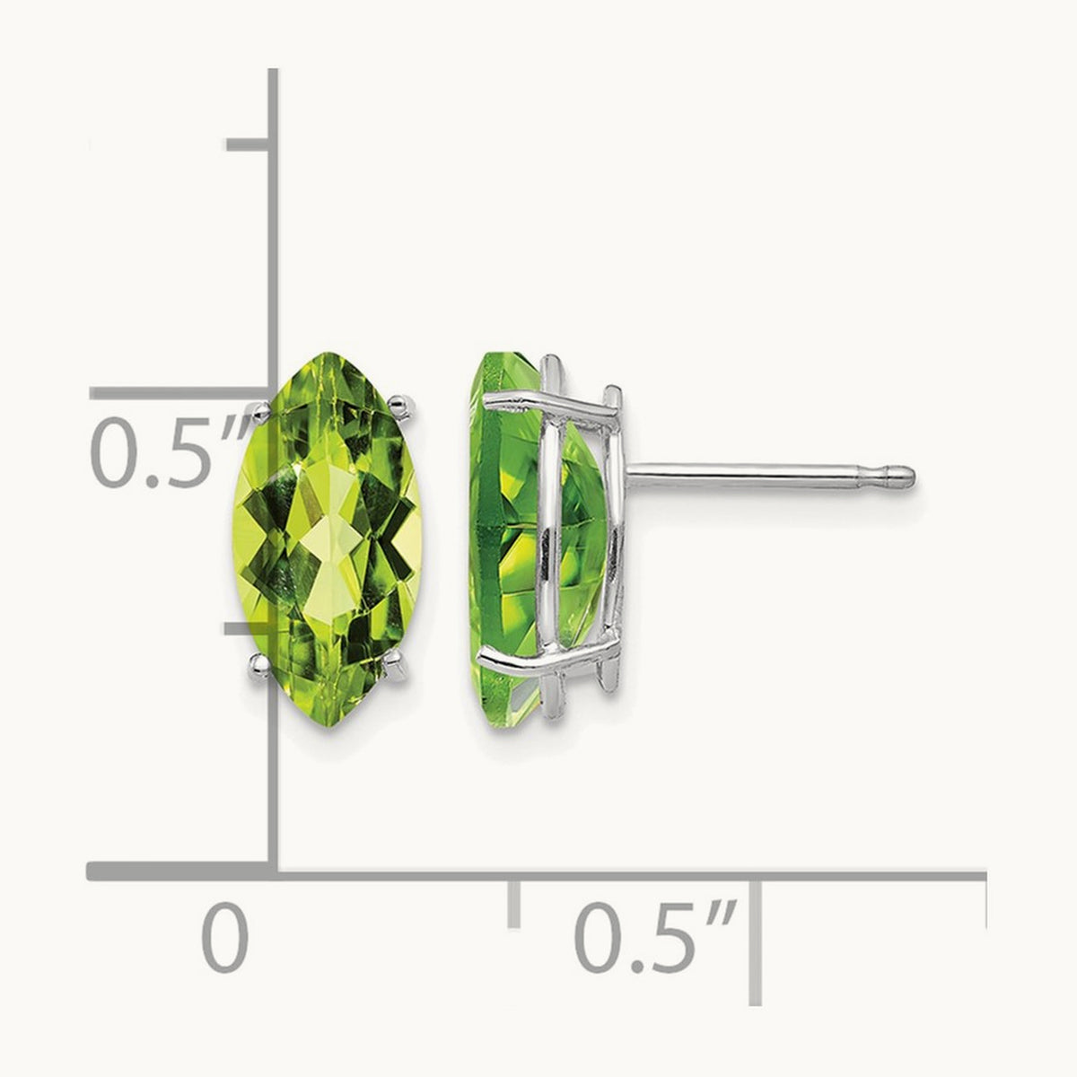 10x5mm Peridot Marquise Stud Earring, 14K White Gold