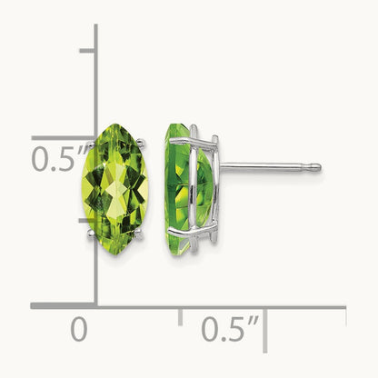 10x5mm Peridot Marquise Stud Earring, 14K White Gold