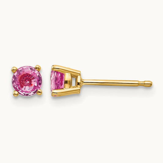 Sapphire Earrings, 14K Pink