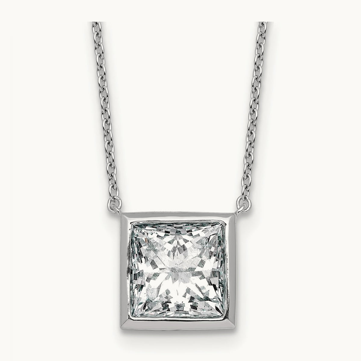Princess Bezel Set Pendant, 1.00-4.00 ct tw Lab-Grown Diamond — 4 ct, 14K White Gold