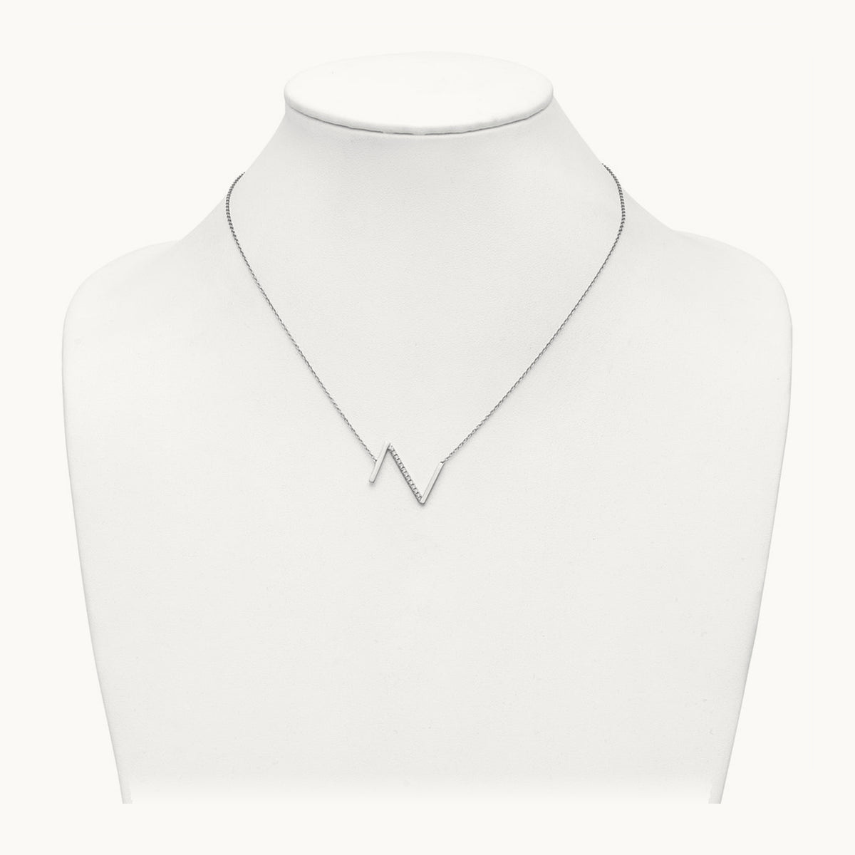 Sideways Diamond Necklace — 14K White Gold, Z