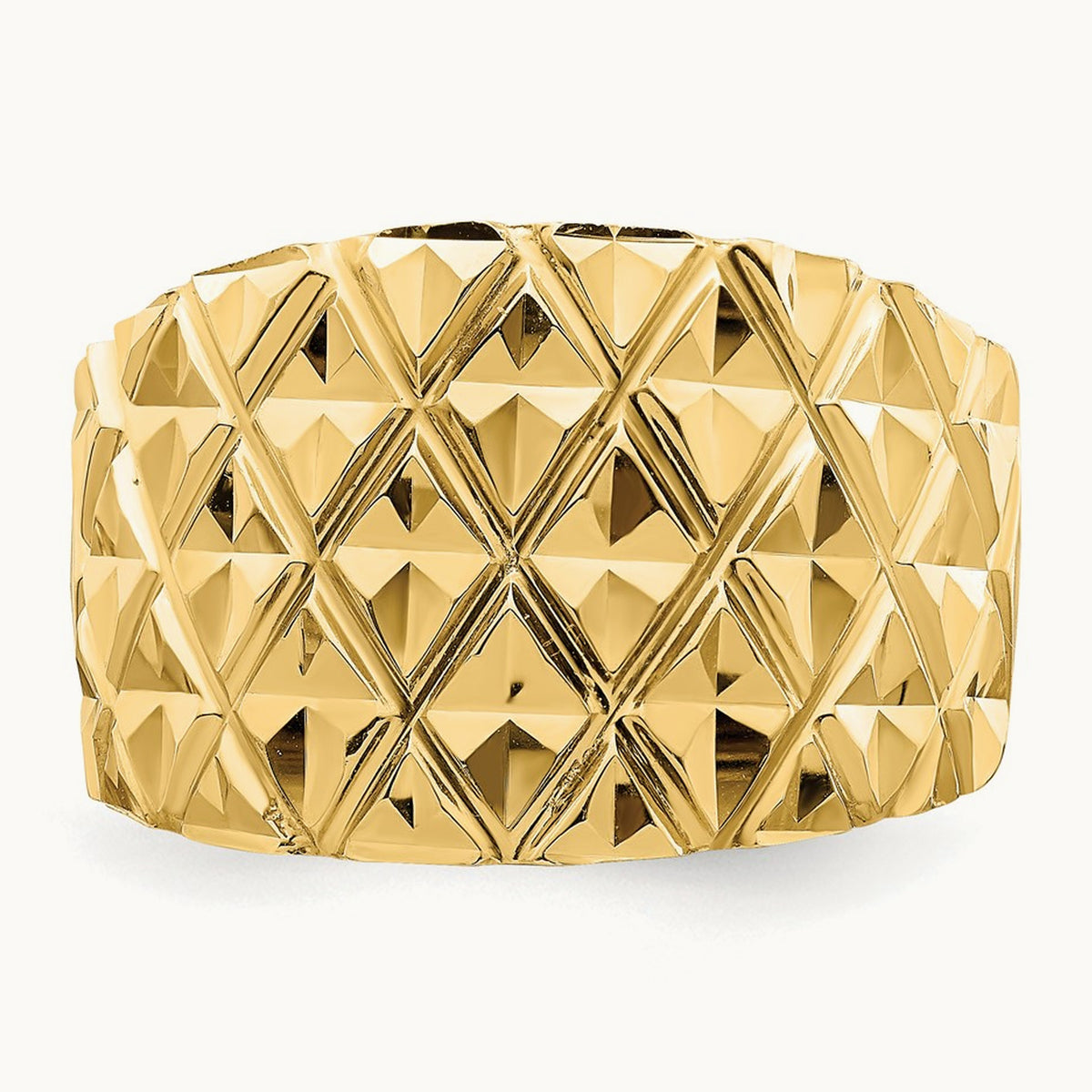 D/C Quilted Pattern Dome Ring, 14K