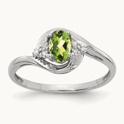 Peridot and Diamond Ring, 14K White Gold