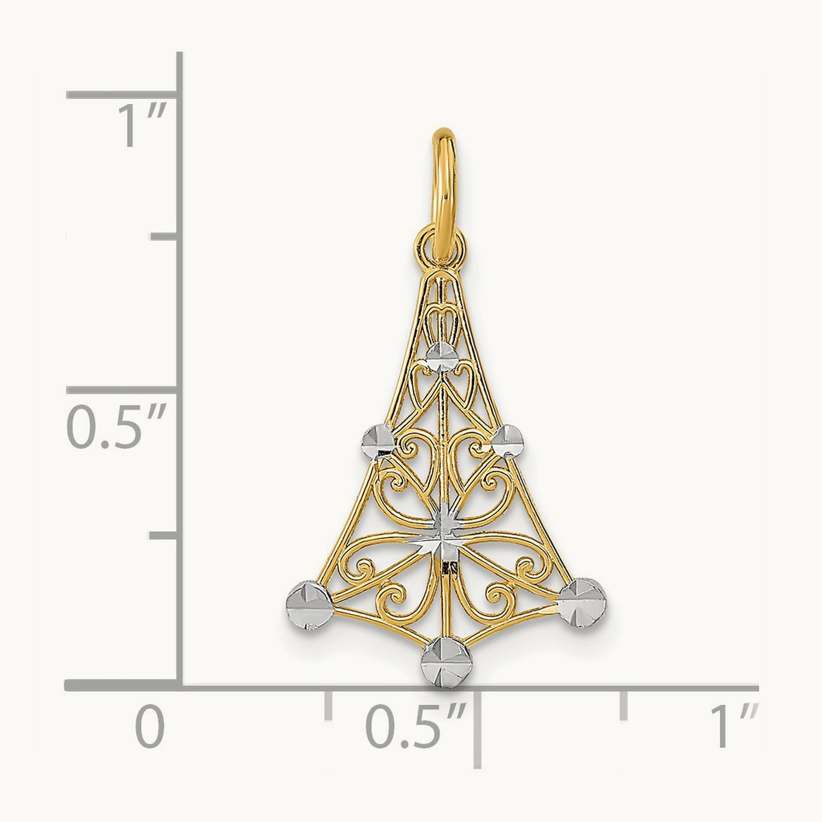 w/Rhodium D/C Chandellier Charm, 14K