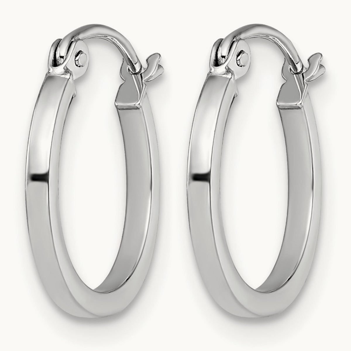 Polished Hoop Earrings, 10K White Gold — Leslie's