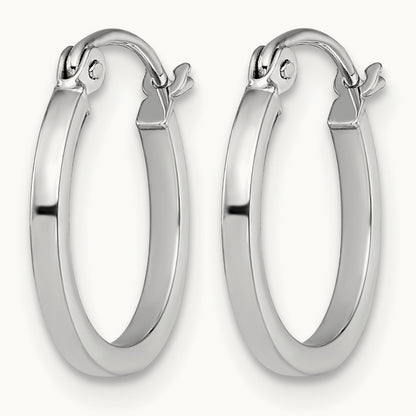 Polished Hoop Earrings, 10K White Gold — Leslie's
