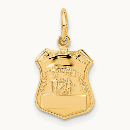 Police Badge Charm — 14K Yellow Gold
