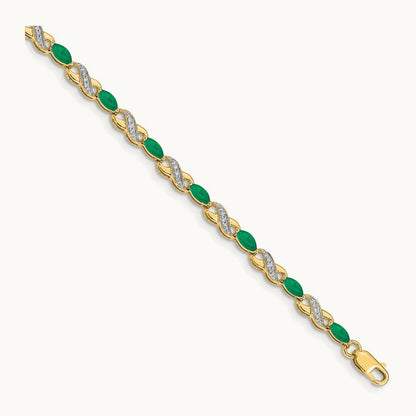 Diamond and Emerald Infinity Bracelet — 14K Yellow Gold