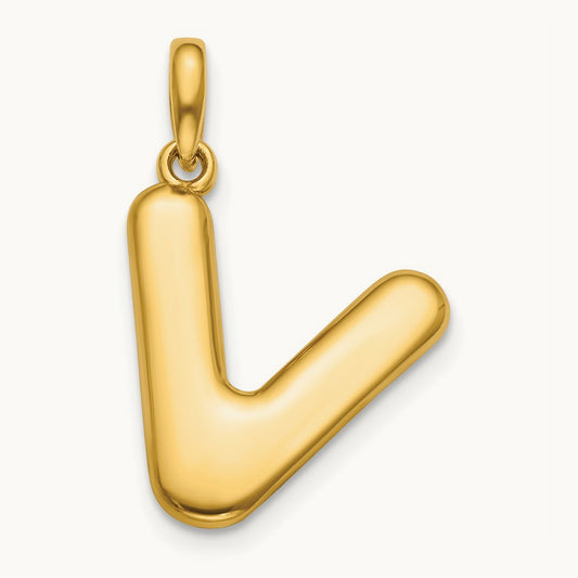 Fancy Letter V, 14K Yellow Gold