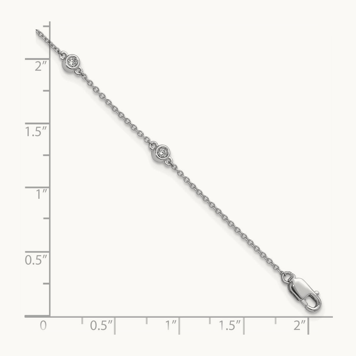 Diamond Station Cable Bracelet, 14K White Gold