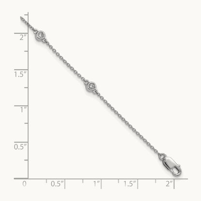 Diamond Station Cable Bracelet, 14K White Gold