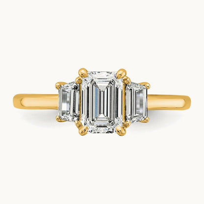 Emerald & Trapezoid Engagement Ring, 1.25-4.00 ct tw Lab-Grown Diamond — 1 3/8 ct, 14K Yellow Gold