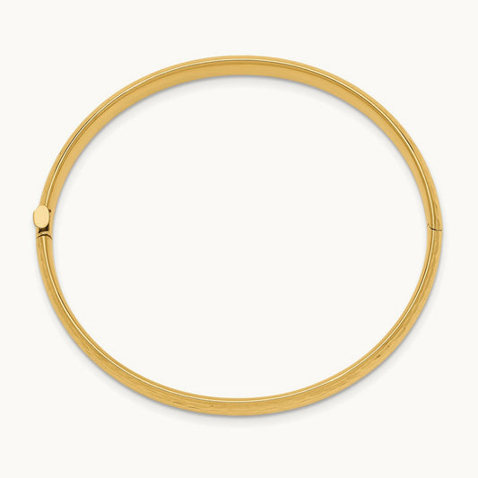 Madi K Kids Polished Diamond-cut Hinged Child's Bangle, 5mm, 14K