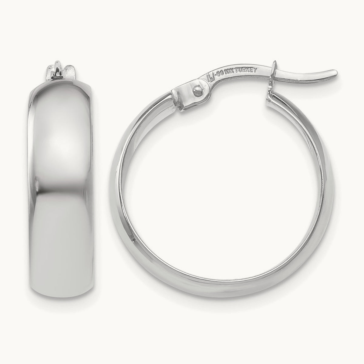 Polished Hinged Hoop Earrings, 10K White Gold — Leslie's