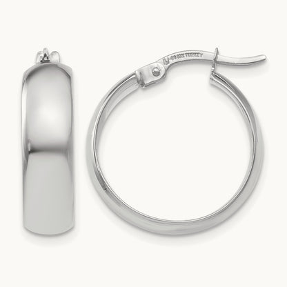 Polished Hinged Hoop Earrings, 10K White Gold — Leslie's