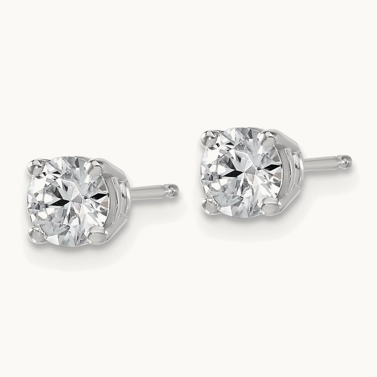 Round Angled Stud Earrings, 0.50-4.00 ct tw Lab-Grown Diamond — 7/8 ct, 14K White Gold