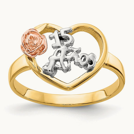 Tri-Color 15 Anos Ring, 14K