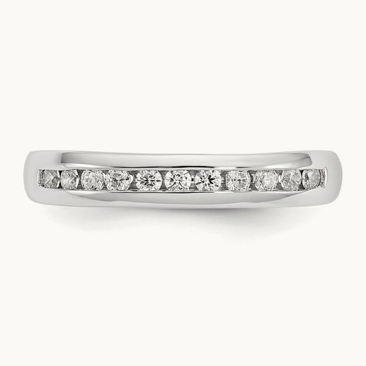 11-Stone Diamond Channel Band, 14K White Gold