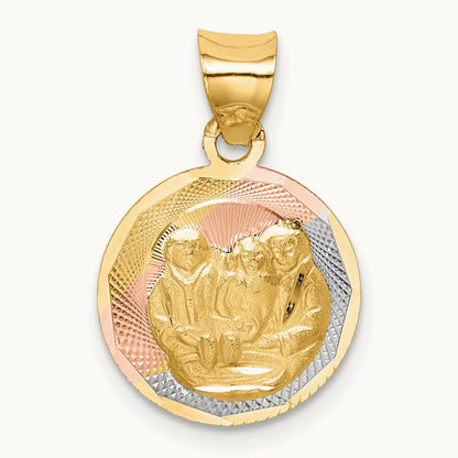 w/Rose and White Rhodium D/C Baptism Pendant, 14K