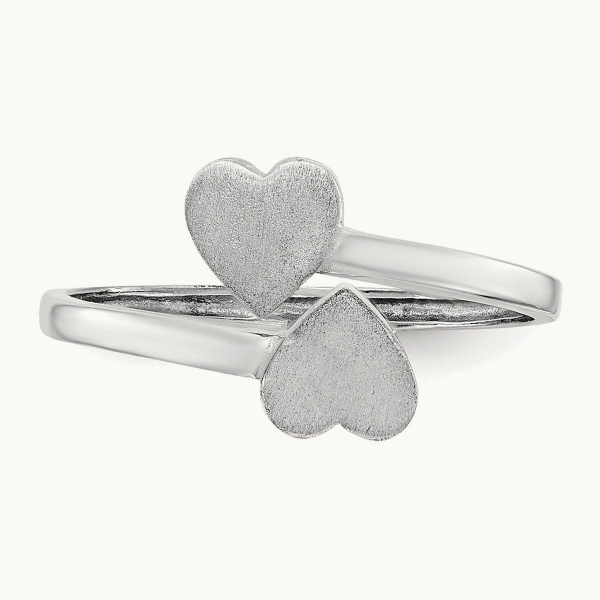 Double Heart Ring, 14K White Gold