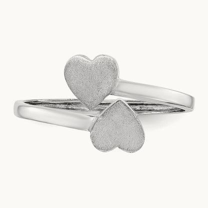 Double Heart Ring, 14K White Gold