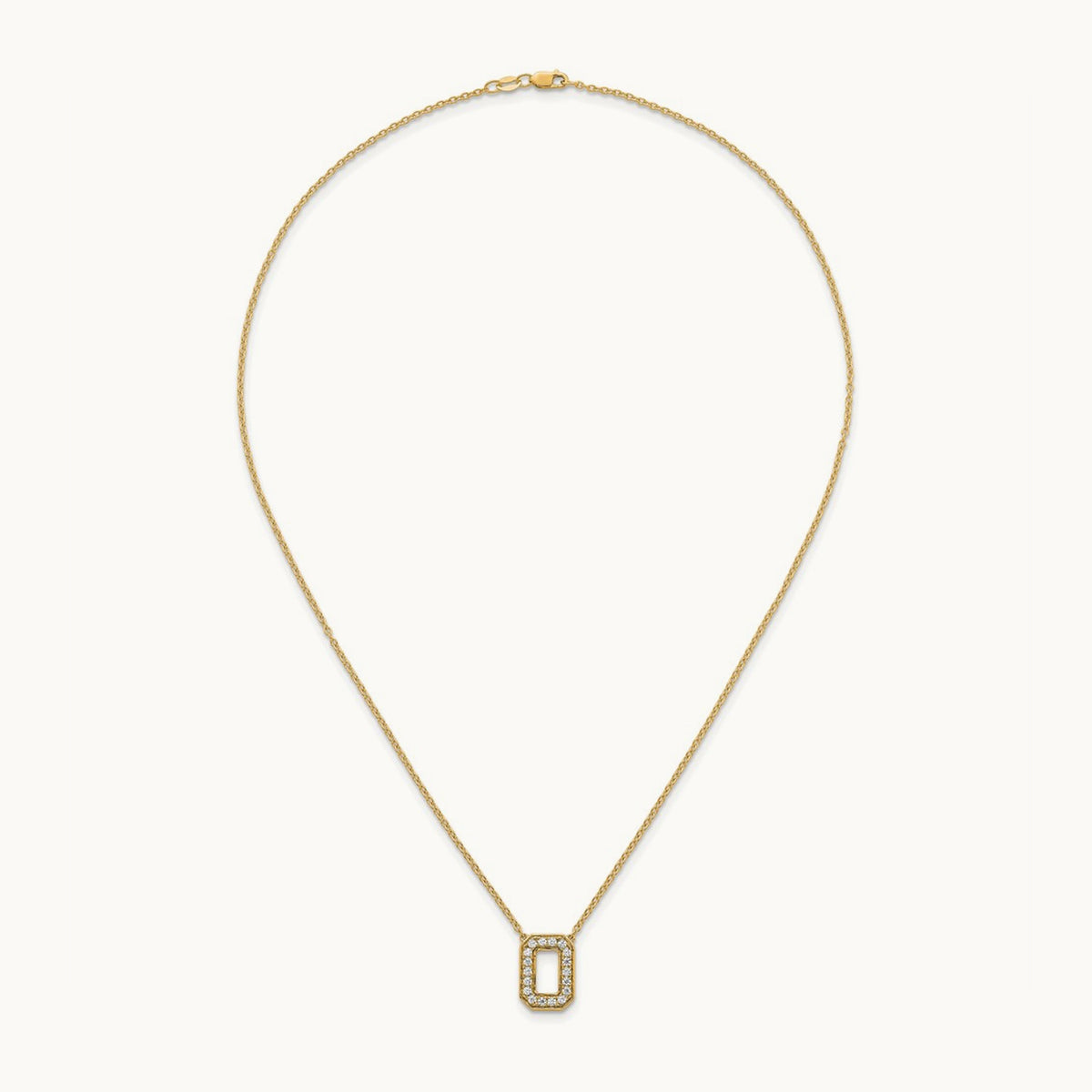 Initial Necklace — 14K Yellow Gold, O, 1/3 ct