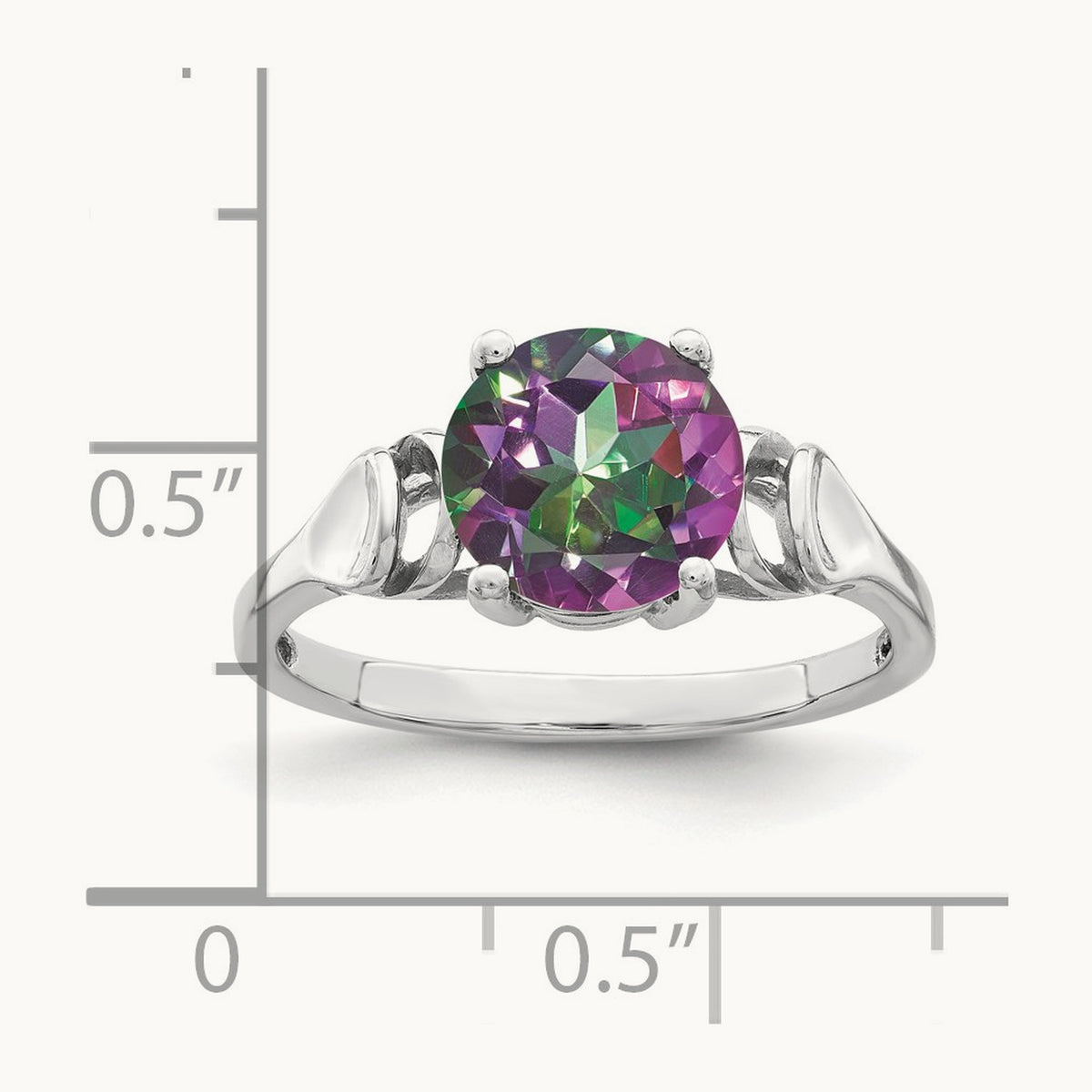 Fire Topaz ring, 8mm, 14K White Gold