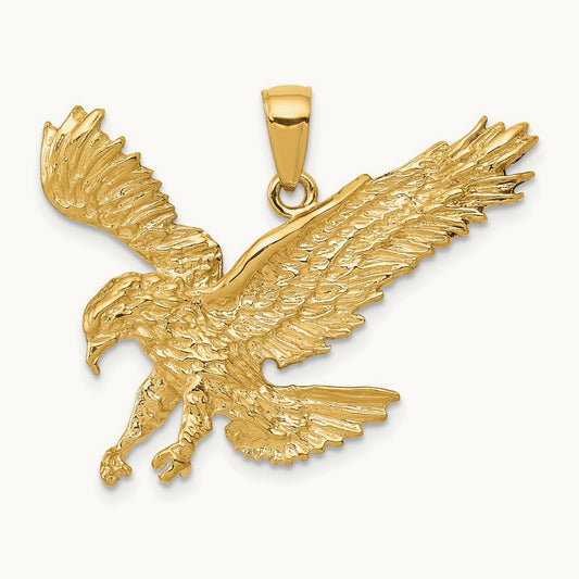 Textured Eagle Landing Pendant, 14K