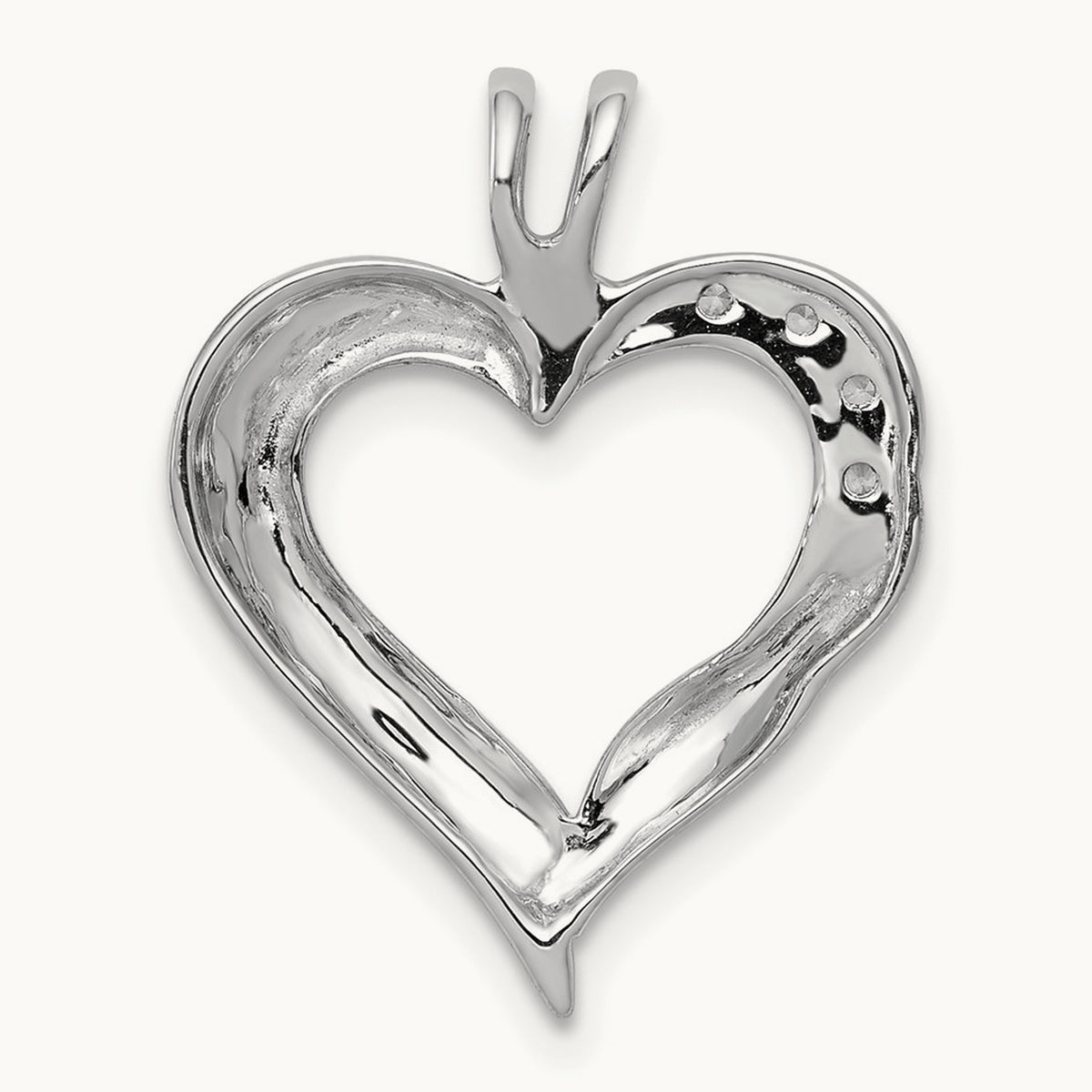 Diamond Fancy Heart Pendant — 14K White Gold
