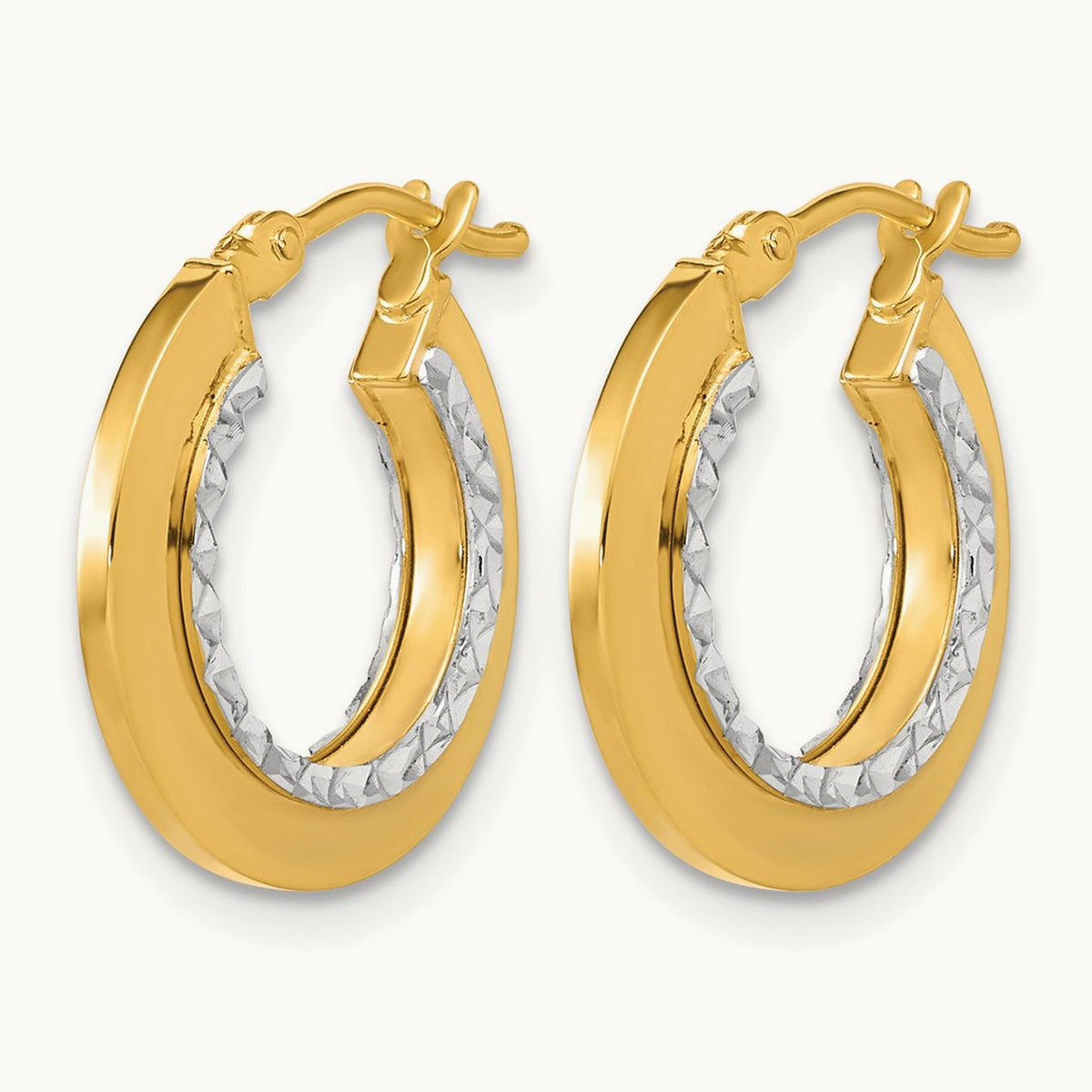 w/ Polished and Diamond-cut Round Hoop Earrings — Leslie's — photo set