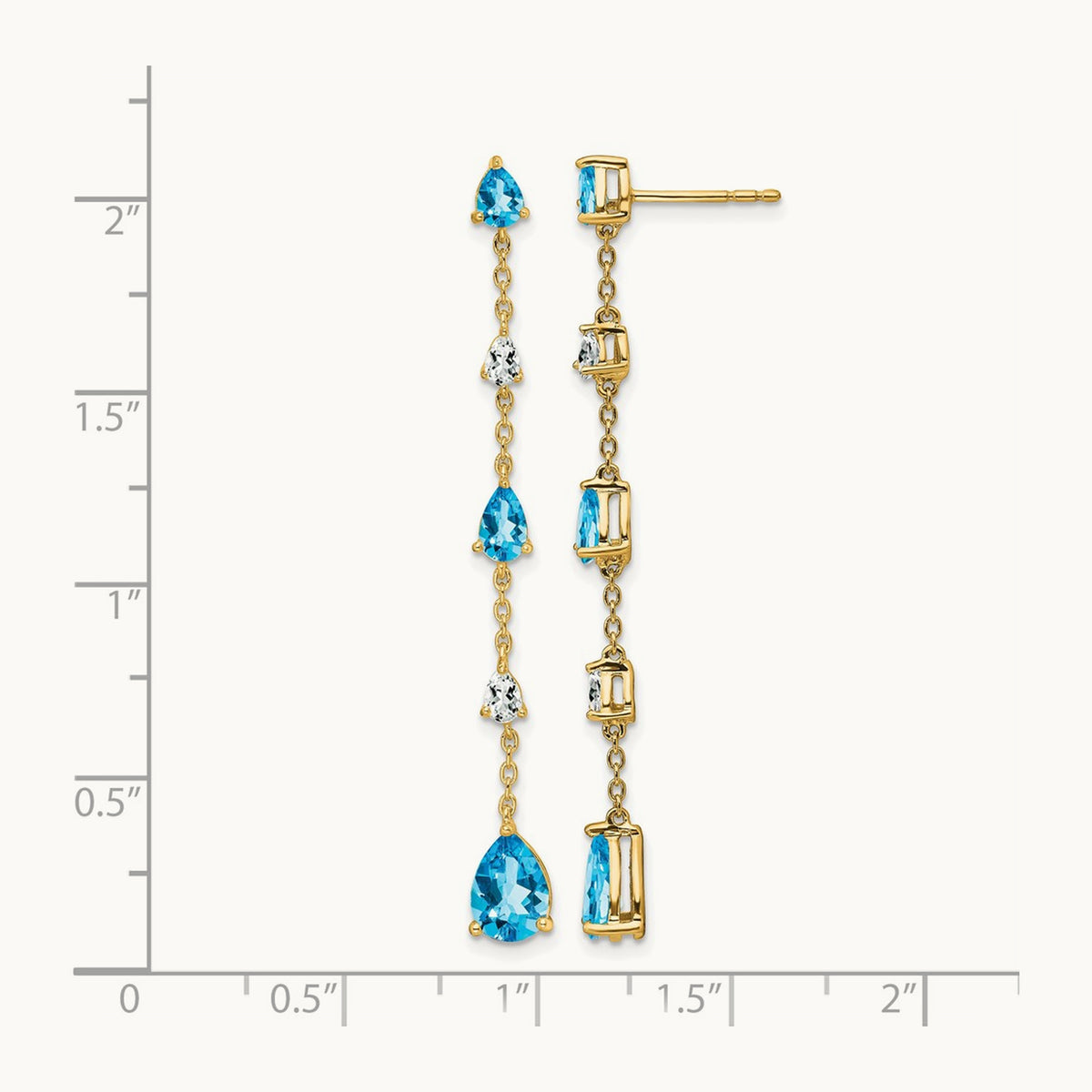 Blue Topaz and Topaz Dangle Earrings — 14K Yellow Gold