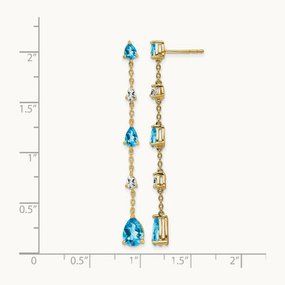 Blue Topaz and Topaz Dangle Earrings — 14K Yellow Gold