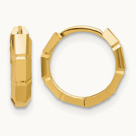 Polished and Diamond-cut Huggie Hoop Earrings, 10K — Leslie's