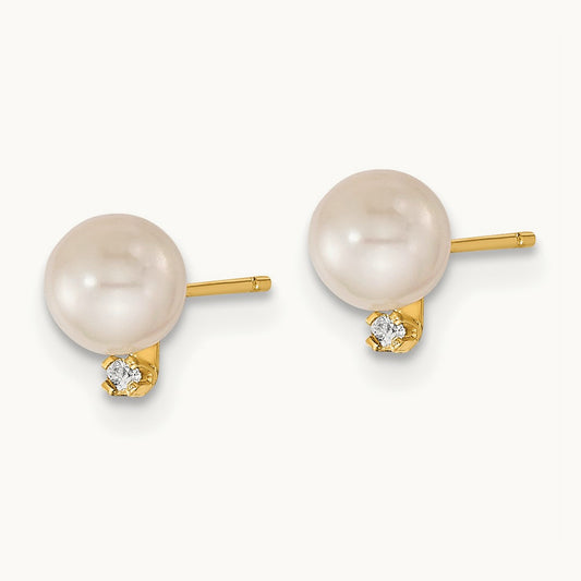 5- Saltwater Akoya Cultured Pearl & Dia. Earring & Pendant Set, 6mm, 14K
