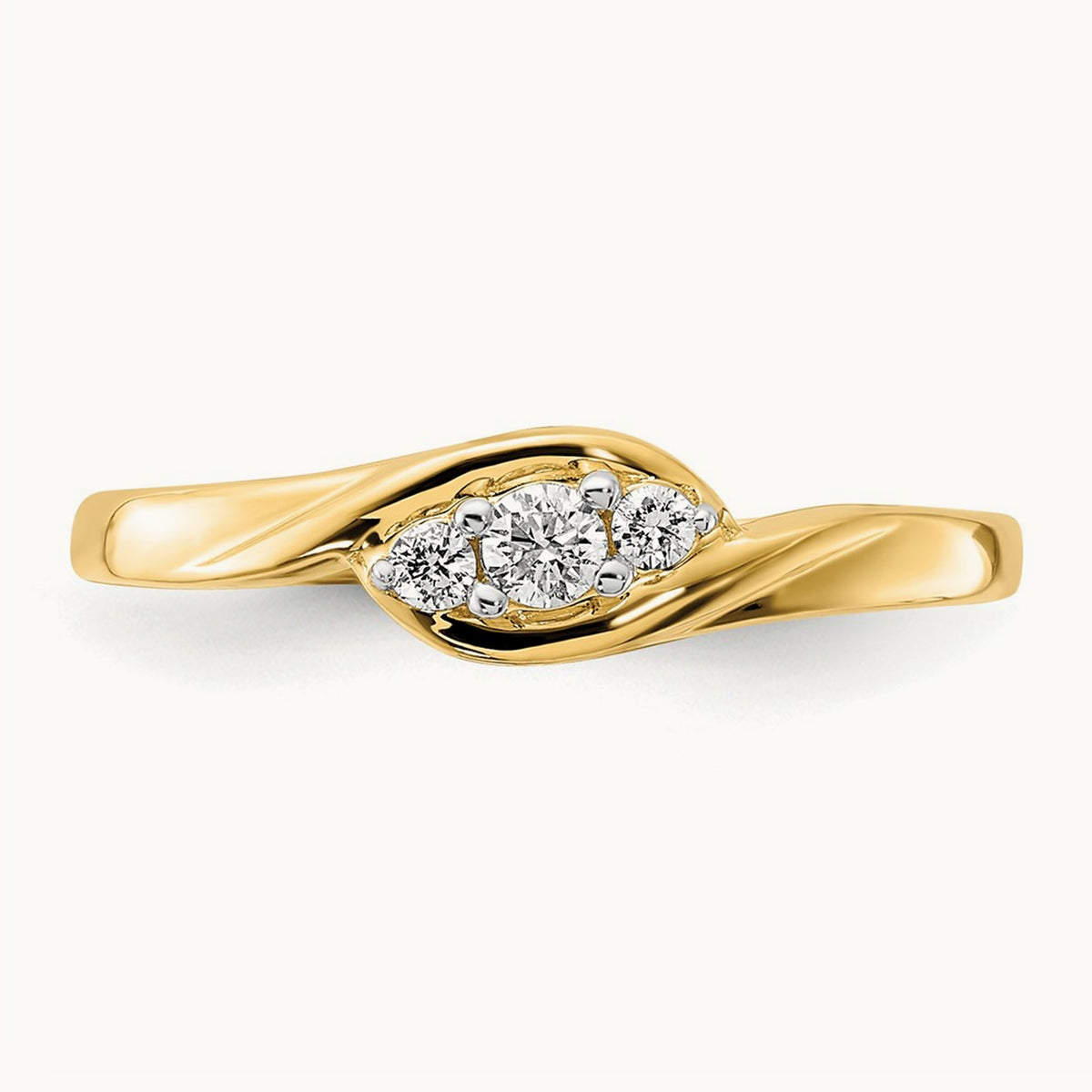 3-stone Diamond Ring — 14K Yellow Gold, 7