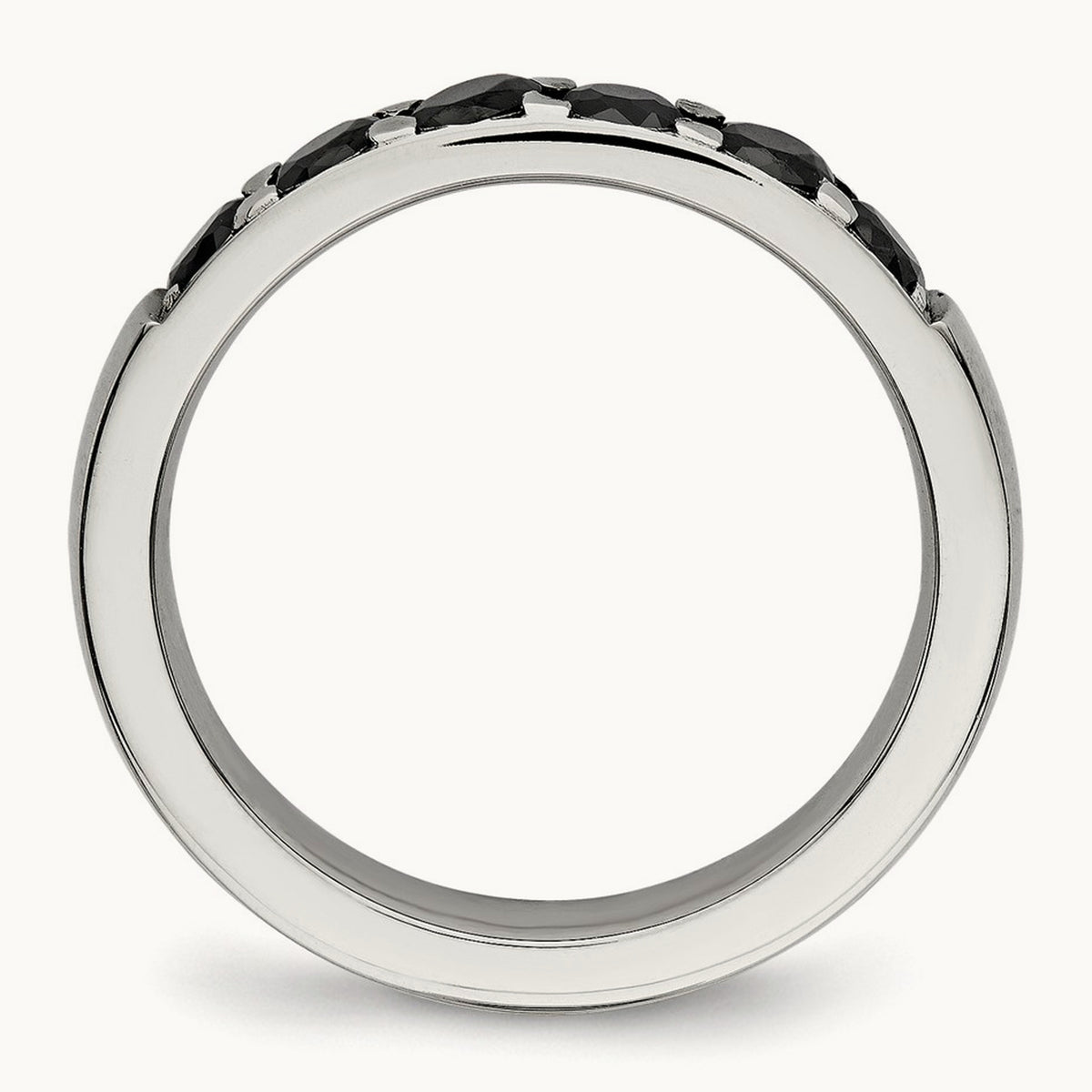 Stainless Steel Polished Black CZ 4mm Band