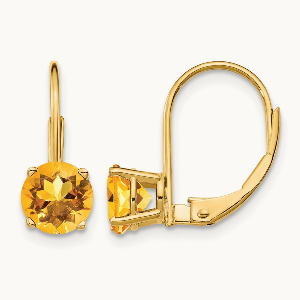 Citrine Leverback Earrings — 6mm