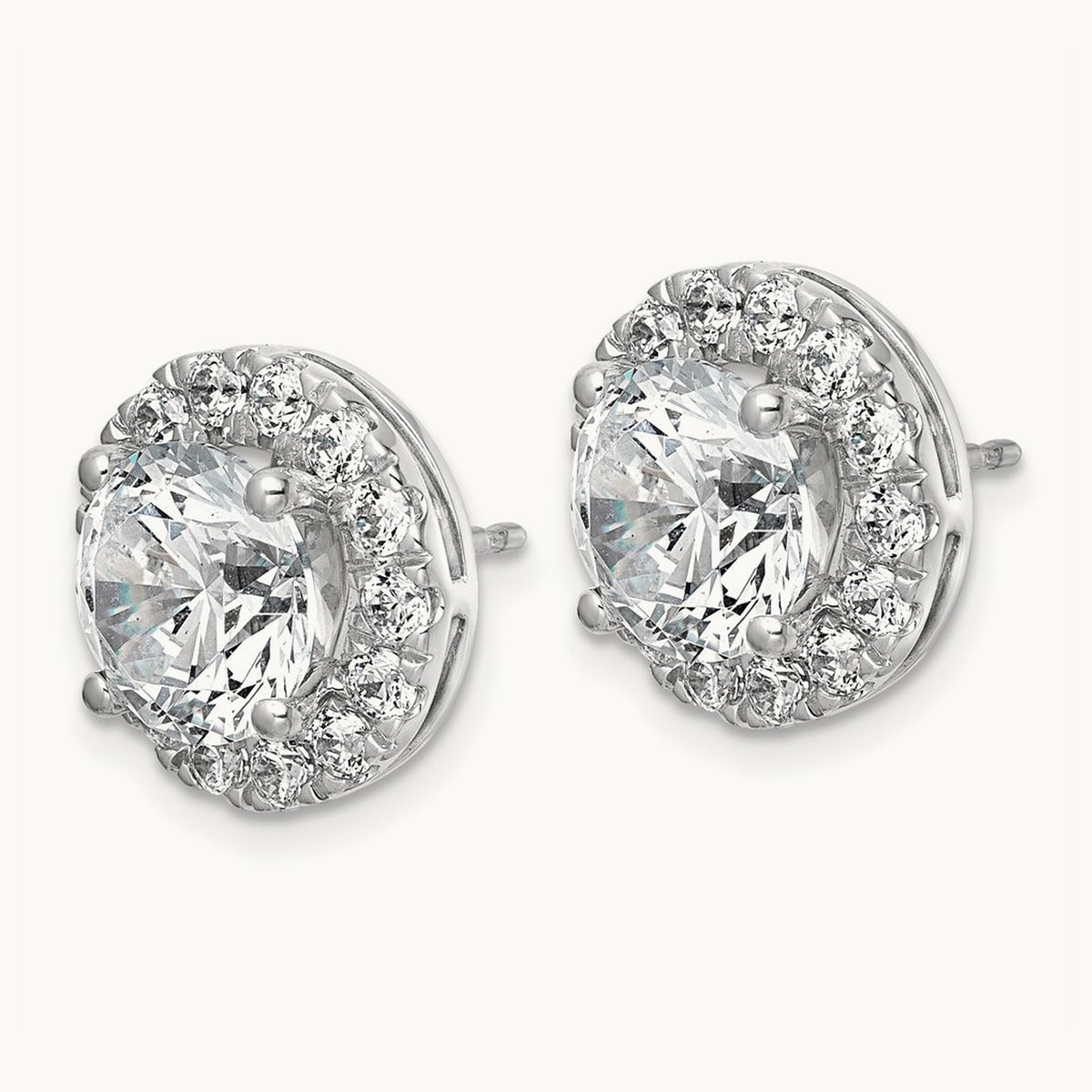 Round Halo Post Earrings, 0.50-7.50 ct tw Lab-Grown Diamond — 6 1/4 ct, 14K White Gold