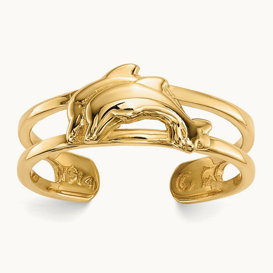 Dolphins Toe Ring, 14K