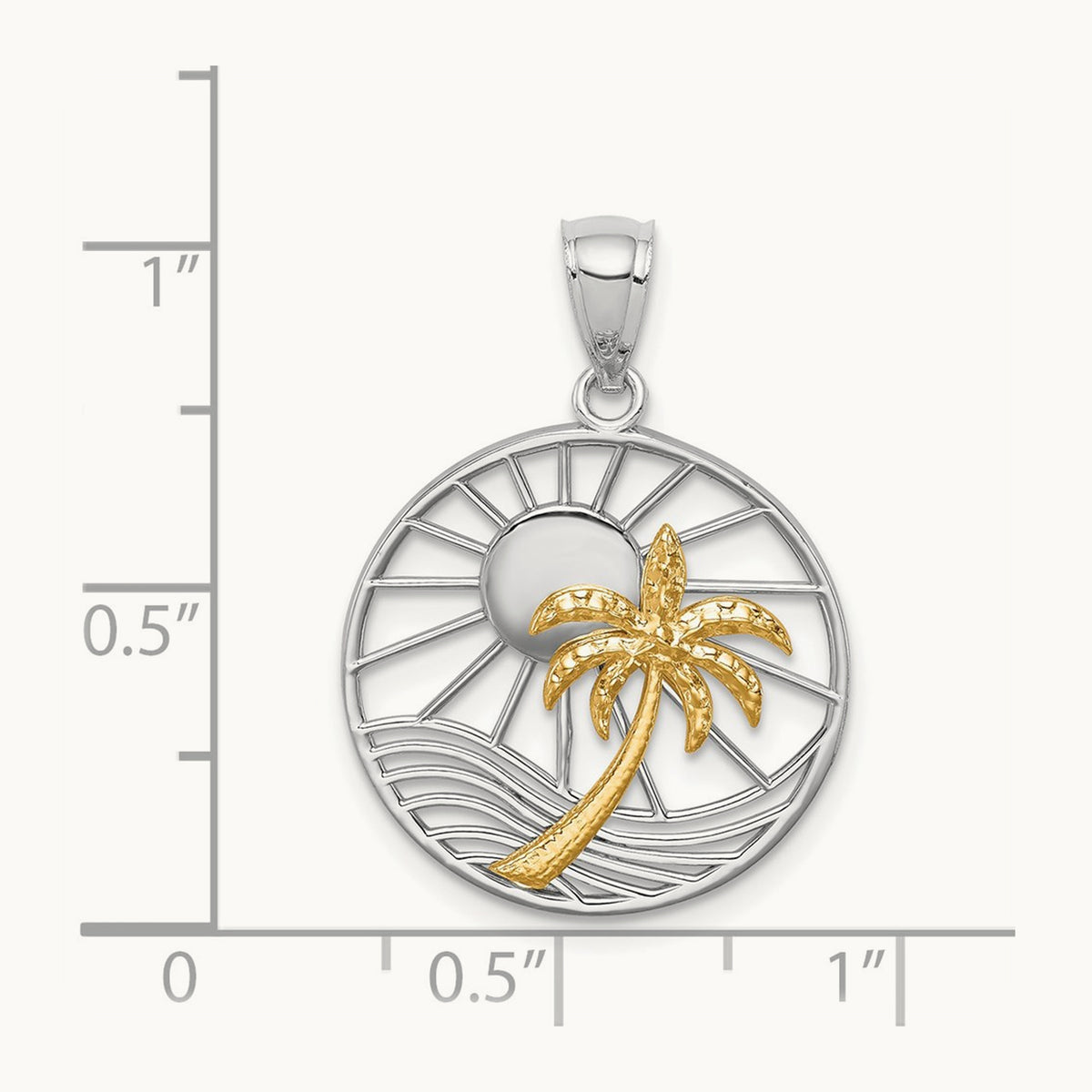 Polished Sunset Pendant, 14K Two-tone