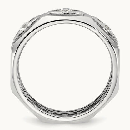 IB Goodman Mens Satin Complete 1/3ct Diamond Ring, 14K White Gold