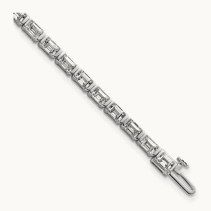 Emerald Bezel Tennis Bracelet, 7.50 ct tw Lab-Grown Diamond — 14K White Gold