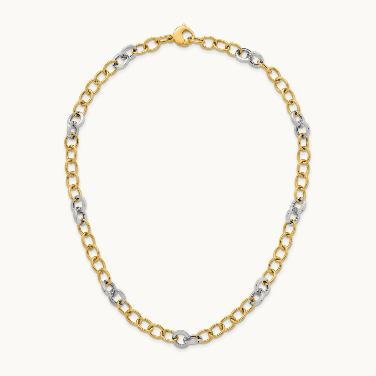 Polished Fancy Circle Chain Necklace, 9.75mm, 14K Two-tone
