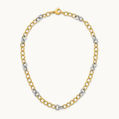 Polished Fancy Circle Chain Necklace, 9.75mm, 14K Two-tone