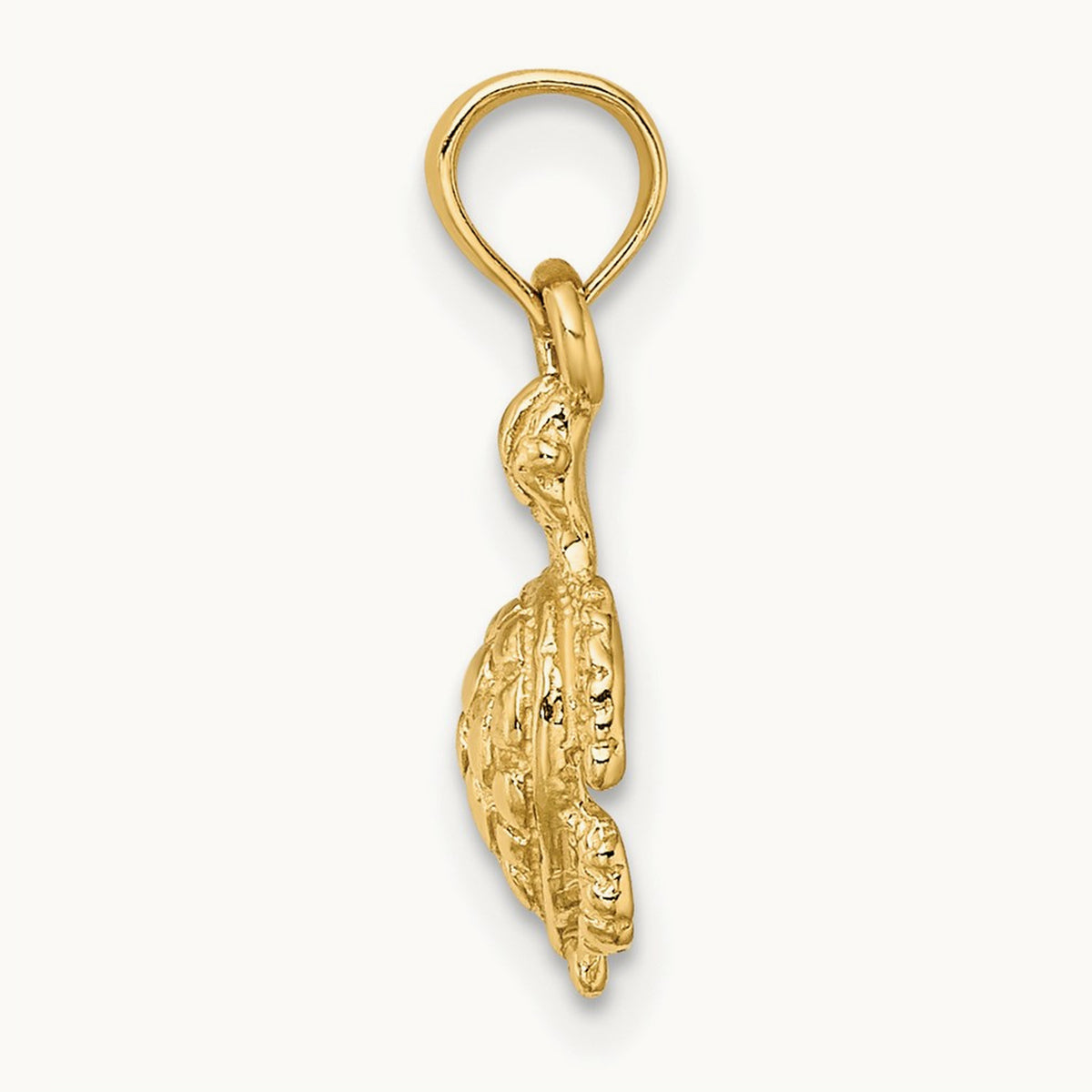 Textured Sea Turtle Charm, 14K